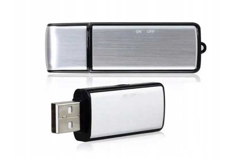 Цифровой диктофон USB флешка для записи разговоров с активацией голосом пластик черный 63×20×9 мм портативный