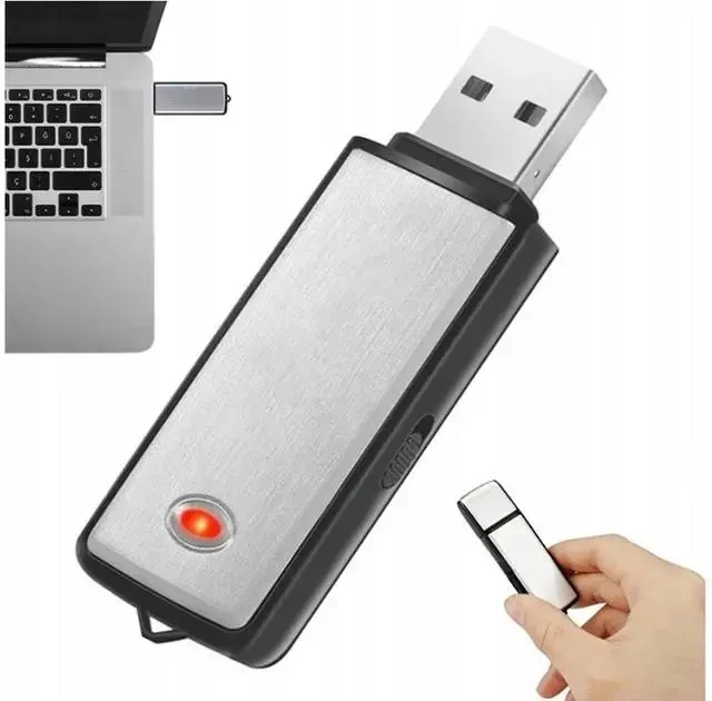 Цифровой диктофон USB флешка для записи разговоров с активацией голосом пластик черный 63×20×9 мм портативный
