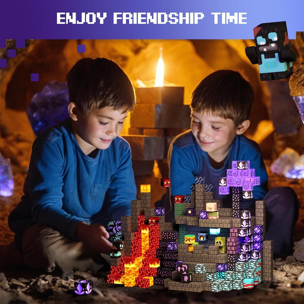 Дитячий магнітний конструктор Minecraft "Підземелля та лава" 100шт