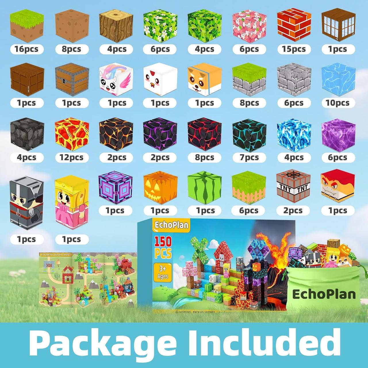 Дитячий магнітний конструктор Minecraft "Магічний світ"" 150шт