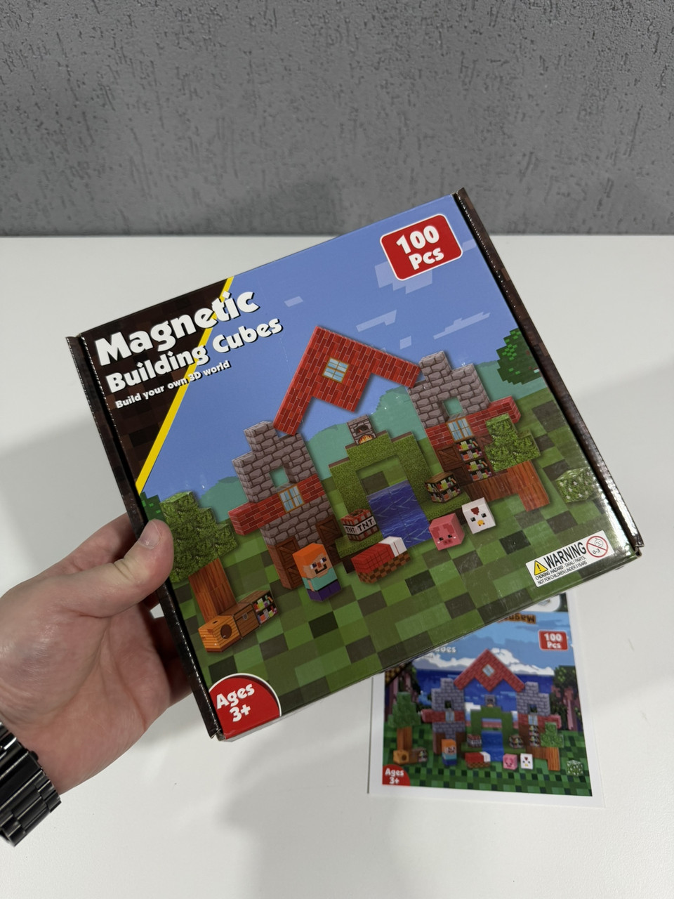 Дитячий магнітний конструктор Minecraft "Будинок на водоспаді" 100шт